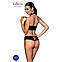 Комплект з еко-шкіри: бра і трусики з імітацією шнурівки Nancy Bikini black S/M - Passion, фото 3