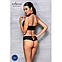 Комплект з еко-шкіри: бра і трусики з імітацією шнурівки Nancy Bikini black S/M - Passion, фото 5