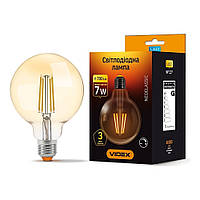 LED лампа VIDEX Filament G95FAD 7W E27 2200K дімерна бронза