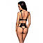 Комплект з еко-шкіри Passion Tamaris Set black S/M: бюстгальтер і трусики з перфорацією, фото 3