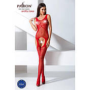 Бодістокінг Passion BS061 red, комбінезон, імітація панчіх, фото 6