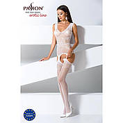 Сітчастий бодистокінг Passion BS062 One Size, White, комбінезон, імітація панчох, відкритий доступ, фото 6