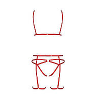 Комплект білизни MAGALI SET OpenBra red XXL / XXXL - Passion Exclusive: стрепи: ліф, трусики і пояс, фото 3