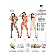 Бодістокінг Passion BS013 red, комбінезон, імітація панчіх і пояси, фото 2