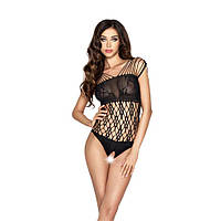 Бодістокінг Passion BS035 black, боді, імітація топа і трусиків