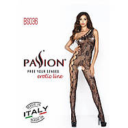 Бодістокінг Passion BS036 black, комбінезон, лямки через одне плече, фото 3