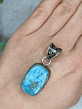 Підвісок з натуральним каменем ларимар в сріблі.  Індія., фото 6
