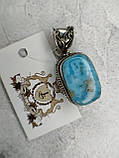 Підвісок з натуральним каменем ларимар в сріблі.  Індія., фото 4