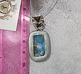 Підвісок з натуральним каменем ларимар в сріблі.  Індія., фото 5