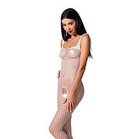 Бодістокінг Passion BS071 white, комбінезон на бретелях