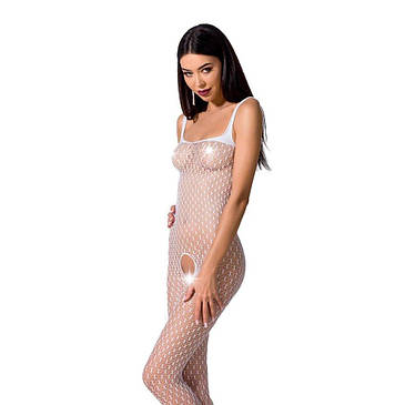 Бодістокінг Passion BS071 white, комбінезон на бретелях, фото 1