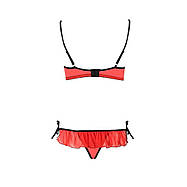 Комплект білизни Passion Exclusive CHERRY SET OpenBra S/M, red, відкритий ліф, трусики-юбочка, фото 3