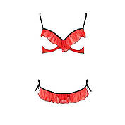 Комплект білизни Passion Exclusive CHERRY SET OpenBra S/M, red, відкритий ліф, трусики-юбочка, фото 4