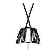 Комплект білизни Passion Exclusive INDRA SET OpenBra S/M, black, стрінги, портупея з бахромою, фото 3