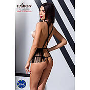Комплект білизни Passion Exclusive INDRA SET OpenBra S/M, black, стрінги, портупея з бахромою, фото 5