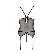 Корсет з пажами MELANIA CORSET black XXL / XXXL - Passion, трусики, напівпрозорий, фото 2