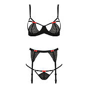 Комплект білизни PERDITA SET black XXL / XXXL - Passion Exclusive: стрепи: ліф, стрінги і пояс для панчіх, фото 2