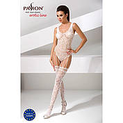 Бодістокінг Passion BS051 white, комбінезон, імітація панчіх і боді, фото 6