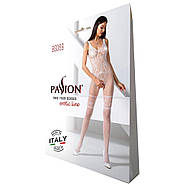 Бодістокінг Passion BS069 white, комбінезон, імітація панчіх і боді, фото 4