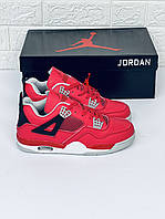 Кроссовки хайтопы Nike Air Jordan 4 Retro красные женские мужские Джорданы