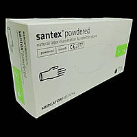 Рукавички латексні: SANTEX POWDERED (Mercator Medical) S White (100 шт), опудрені, білі, С
