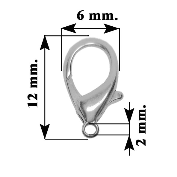 Набор 10 шт Замок 12 на 6 мм Застежка Карабин, Металл Цвет Серебристый, Фурнитура Бижутерия Украшения - фото 2 - id-p1505267311
