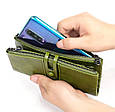 Великий шкіряний гаманець два відділення #3520-А03-КТ-10227 Смарагдовий, фото 6