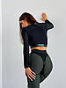 Спортивний Укорочений рашгард FitRun Rashguard midi "Black" XXS чорний, фото 3