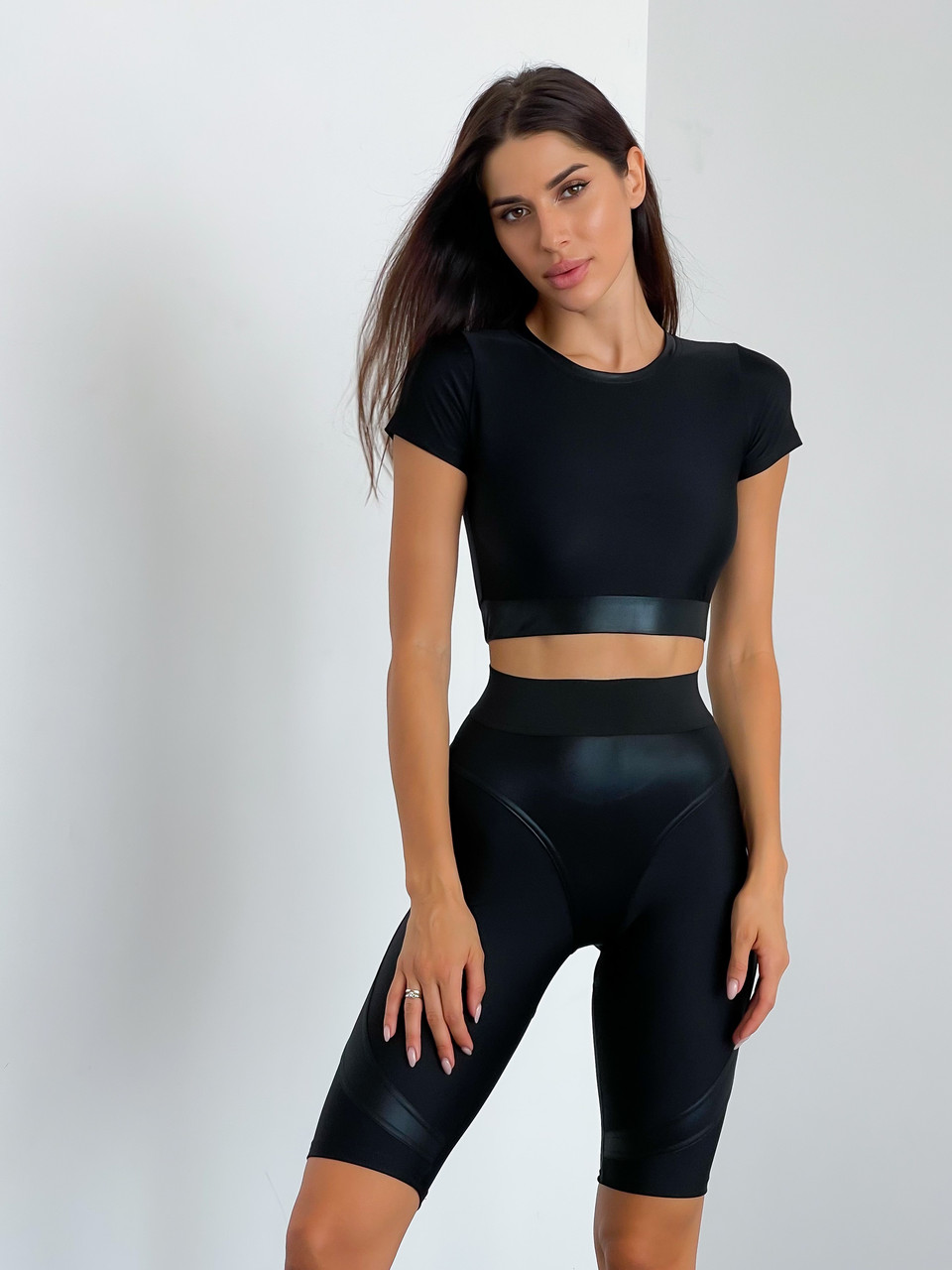 Спортивний Укорочений рашгард FitRun Mini Rash T-shirt "Black" S чорний