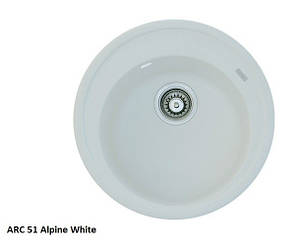 Мийка гранітна для кухні Fabiano Arc 51 Alpine White (біла)