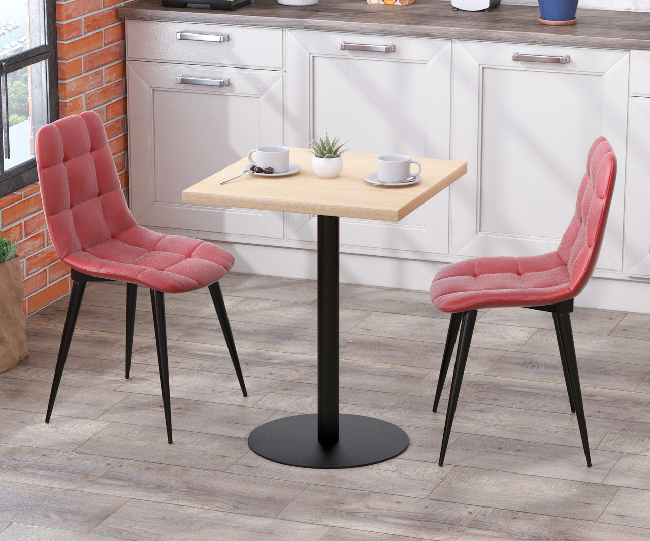 Стіл квадратний BS-450 Loft-Design 60х60 см із опорою ніжкою у кольорі стільниці дуб-борас бежева
