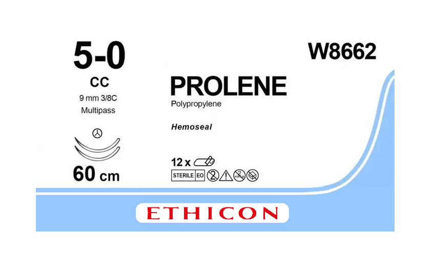 Хірургічна нитка Ethicon Пролен (Prolene) 5/0, довжина 60 см, 2 кільк. голки 9.3 мм, W8662, фото 1