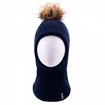 Зимовий дитячий балаклав утеплений флісом, Дитячі шапки шоломи спицями, фото 2