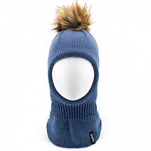 Зимовий дитячий балаклав утеплений флісом, Дитячі шапки шоломи спицями, фото 3