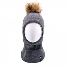 Зимовий дитячий балаклав утеплений флісом, Дитячі шапки шоломи спицями, фото 4