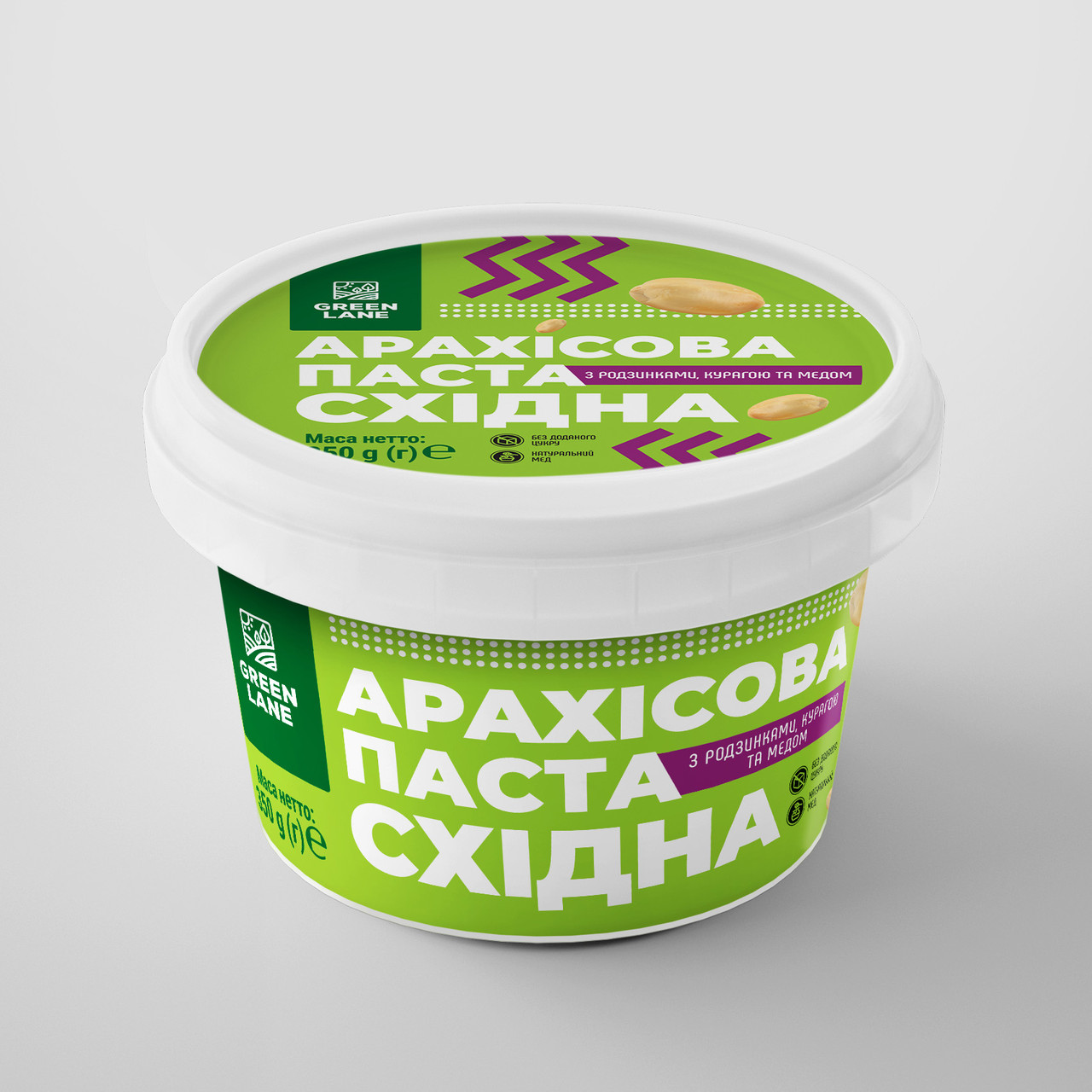Арахісова паста з курагою, родзинками, медом 350 г., натуральна, без доданого цукру СХІДНА