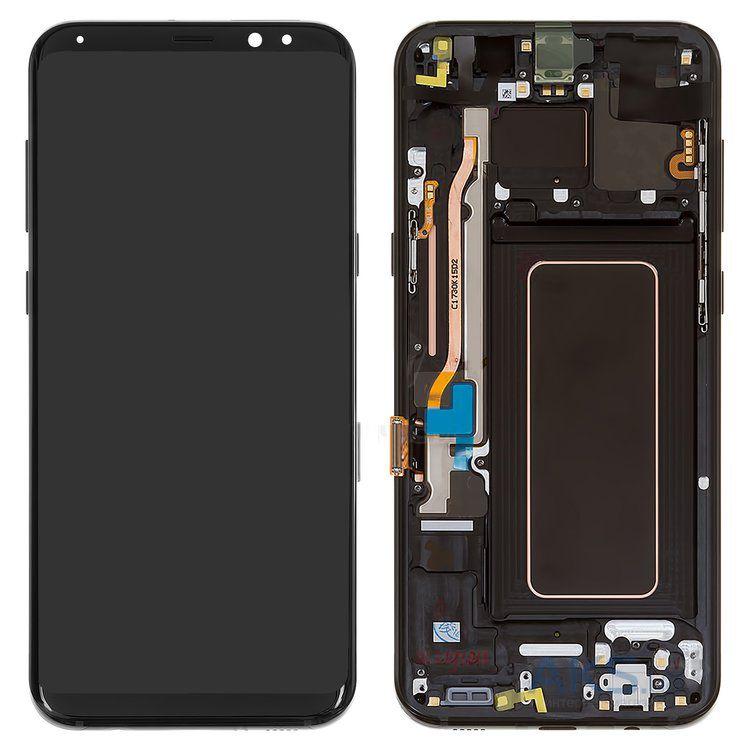 Дисплей для Samsung G955F Galaxy S8 Plus з сенсорним склом в рамці (Чорний) Сервісний оригінал