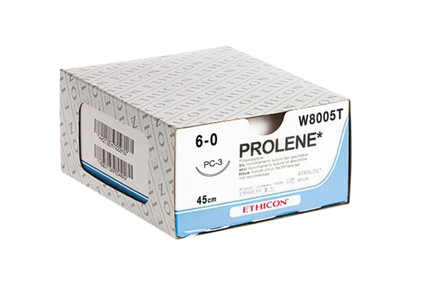 Хірургічна нитка Ethicon Пролен (Prolene) 6/0, довжина 45 см, реж. голка 16 мм, W8005T, фото 1