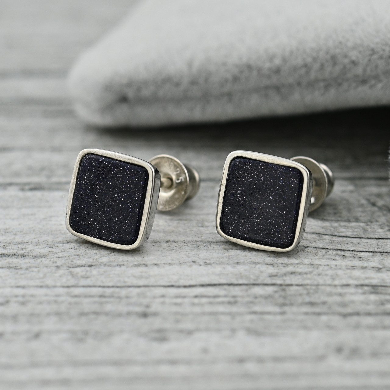 Срібні сережки БС13833сав розмір 9х9 мм вставка авантюрин вага 2.44 г, фото 1