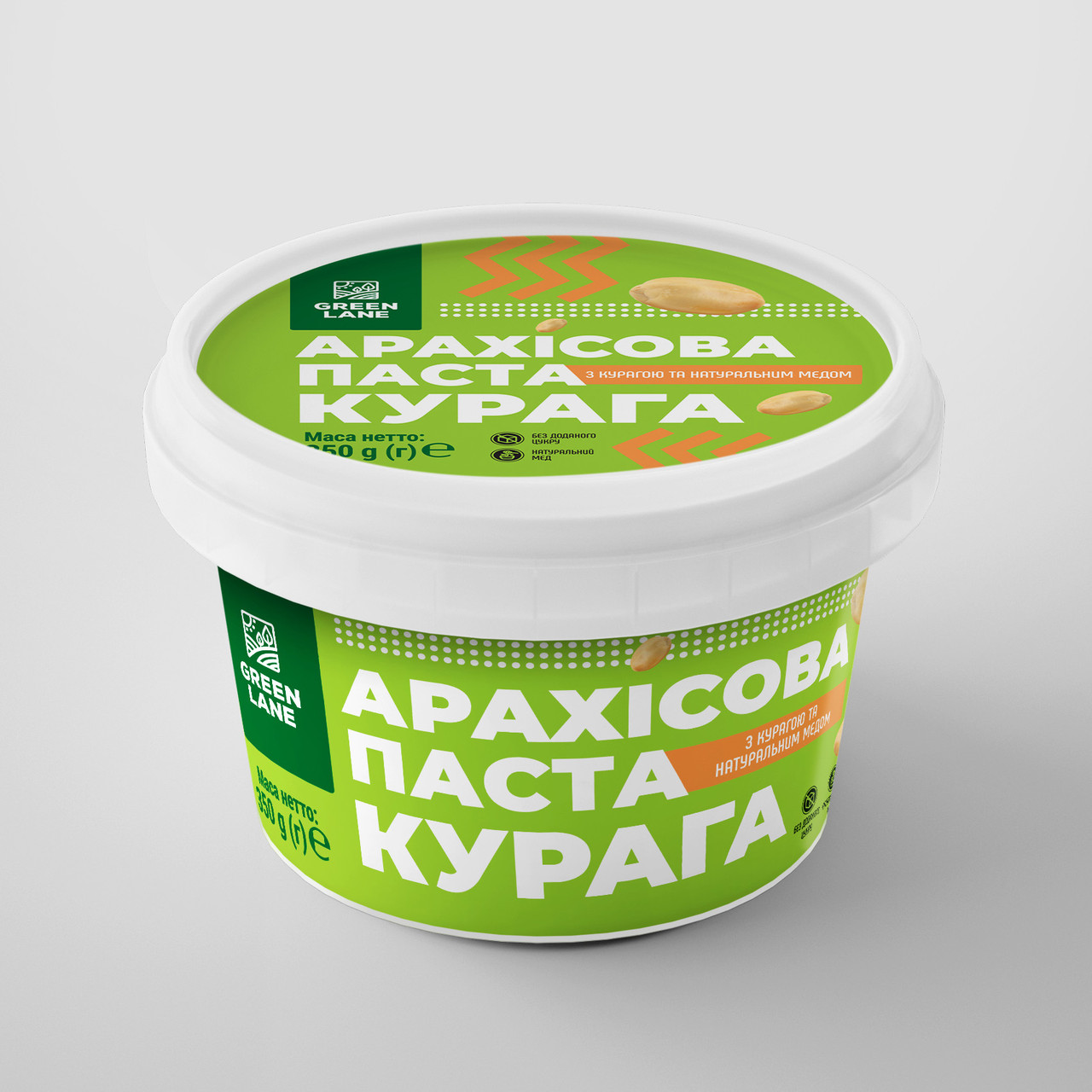 Арахісова паста з курагою та медом 350 г., натуральна, без доданого цукру, без консервантів КУРАГА