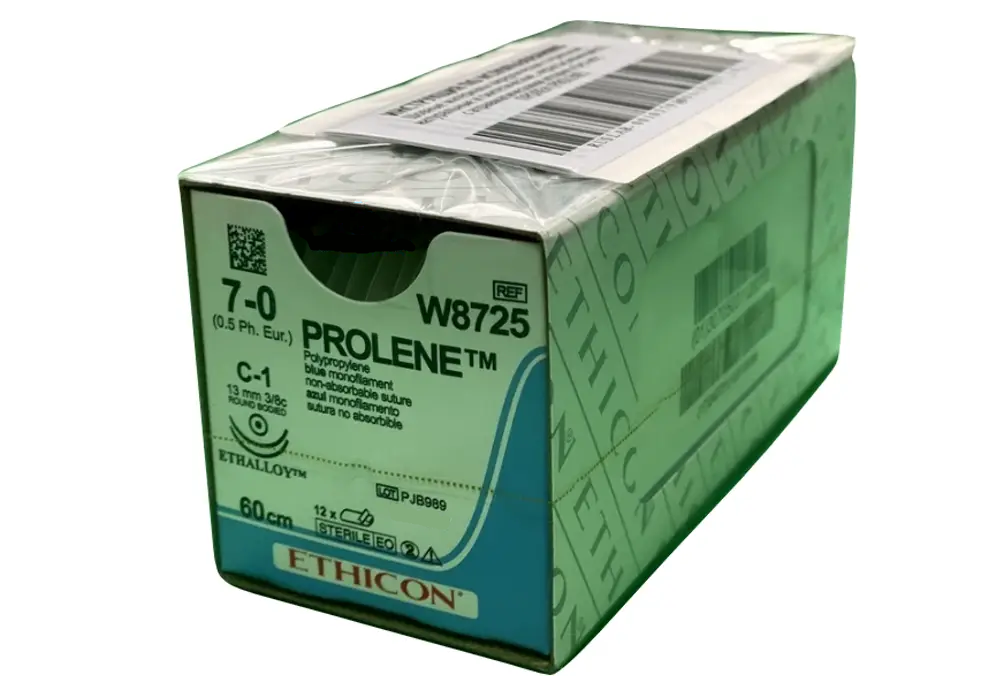 Хірургічна нитка Ethicon Пролен (Prolene) 7/0, довжина 60 см, 2 кол. голки 13 мм, W8725G (W8725)