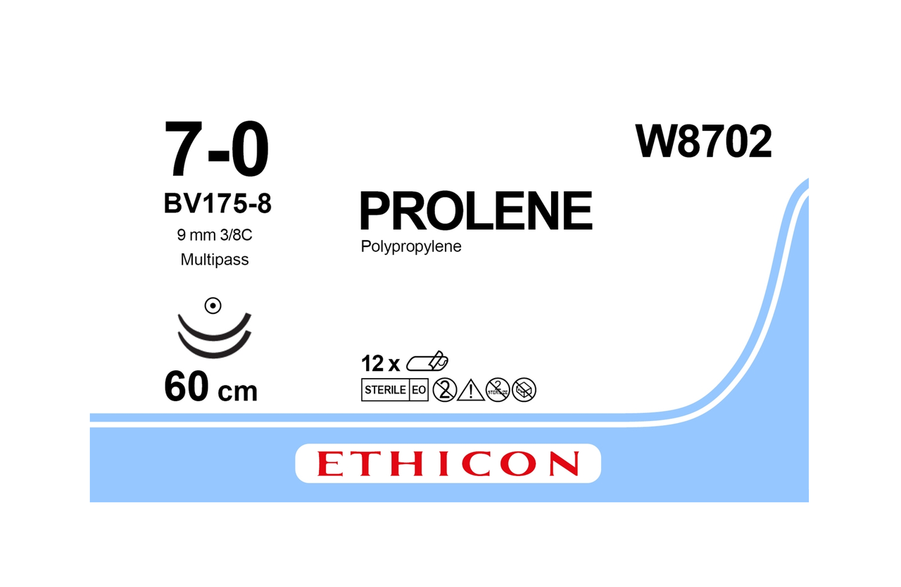 Хірургічна нитка Ethicon Пролен (Prolene) 7/0, довжина 60 см, 2 кільк. голки 9.3 мм, W8702, фото 1
