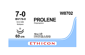 Хірургічна нитка Ethicon Пролен (Prolene) 7/0, довжина 60 см, 2 кільк. голки 9.3 мм, W8702