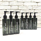 Набір дозаторів для ванної 250 мл "Сімейний" чорний пластик (7 шт) укр., фото 2
