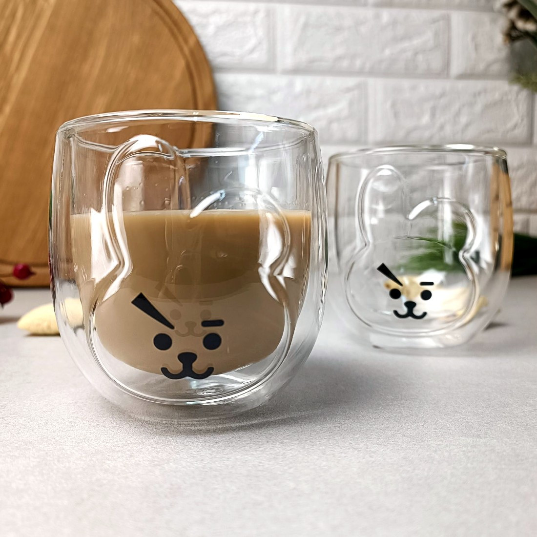 Набір склянок із подвійним дном Зайчики 300 мл Ардесто, фото 1