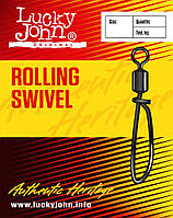 Вертлюг с застежкой Lucky John Roling Swivel 10 шт. № 3/0, 100 кг (5053-K030)