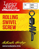 Вертлюг с застежкой Lucky John Roling Swivel Screw 10 шт. № 6, 30 кг (5052-006)