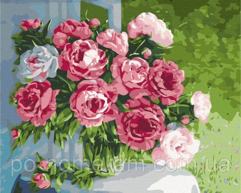 Акційна Малюнок по цифрам BrushMe Домашні півонії (BS51651) 40 х 50 см, фото 1