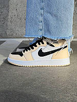 Кроссівки жіночі на кожний день Nike Air Jordan 1. Кросси жіночі Найк Аір Джордан з чорним лого., фото 4