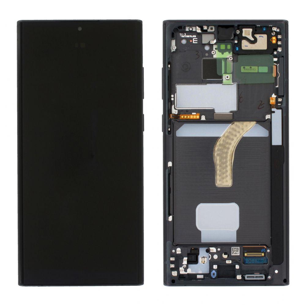 Дисплей для Samsung SM-S908 Galaxy S22 Ultra (2022) з сенсором в рамці (Чорний) Сервісний оригінал